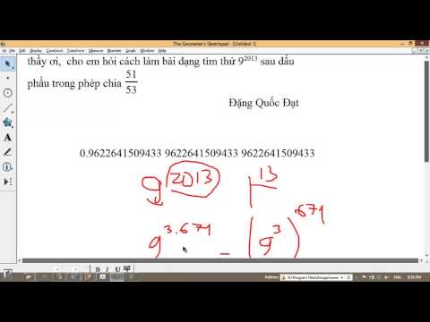 Bài toán về tìm số 9^2013 sau dấu phẩy của chu kỳ số thập phân vô hạn tuần hoàn phép chia 51/53